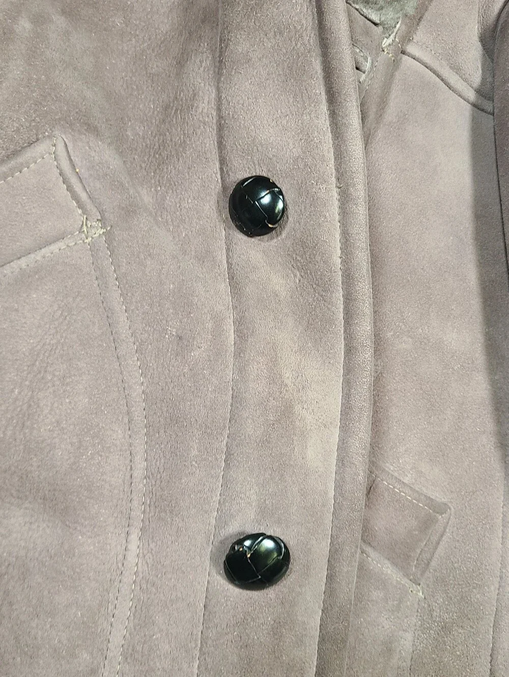 E1 Vintage 1980s Shearling Sheepskin Leather Coat Size 42 Rare